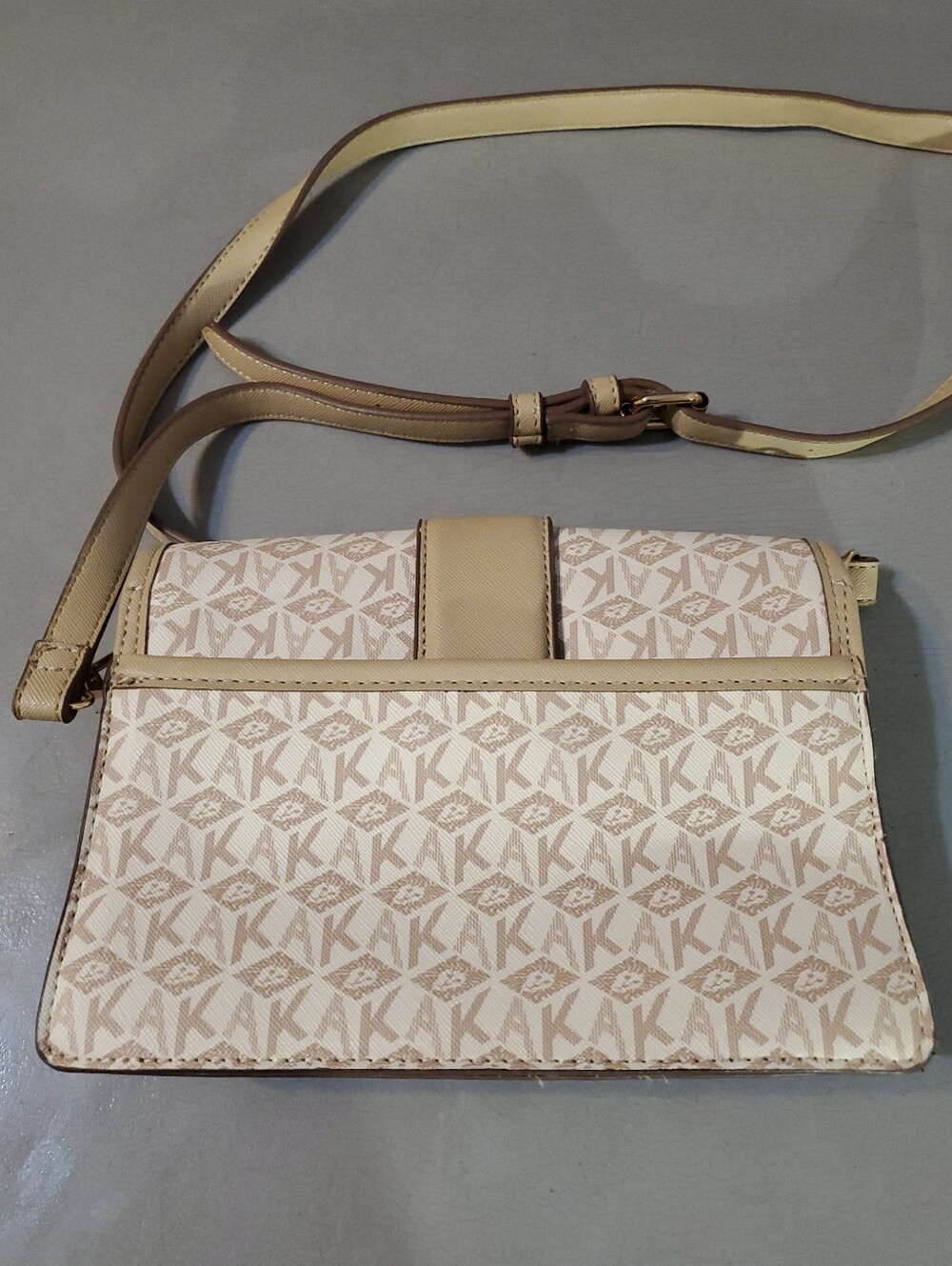 Anne Klein Women's Small Monogram Cream Crossbody Handbag - Picture 2 of 6